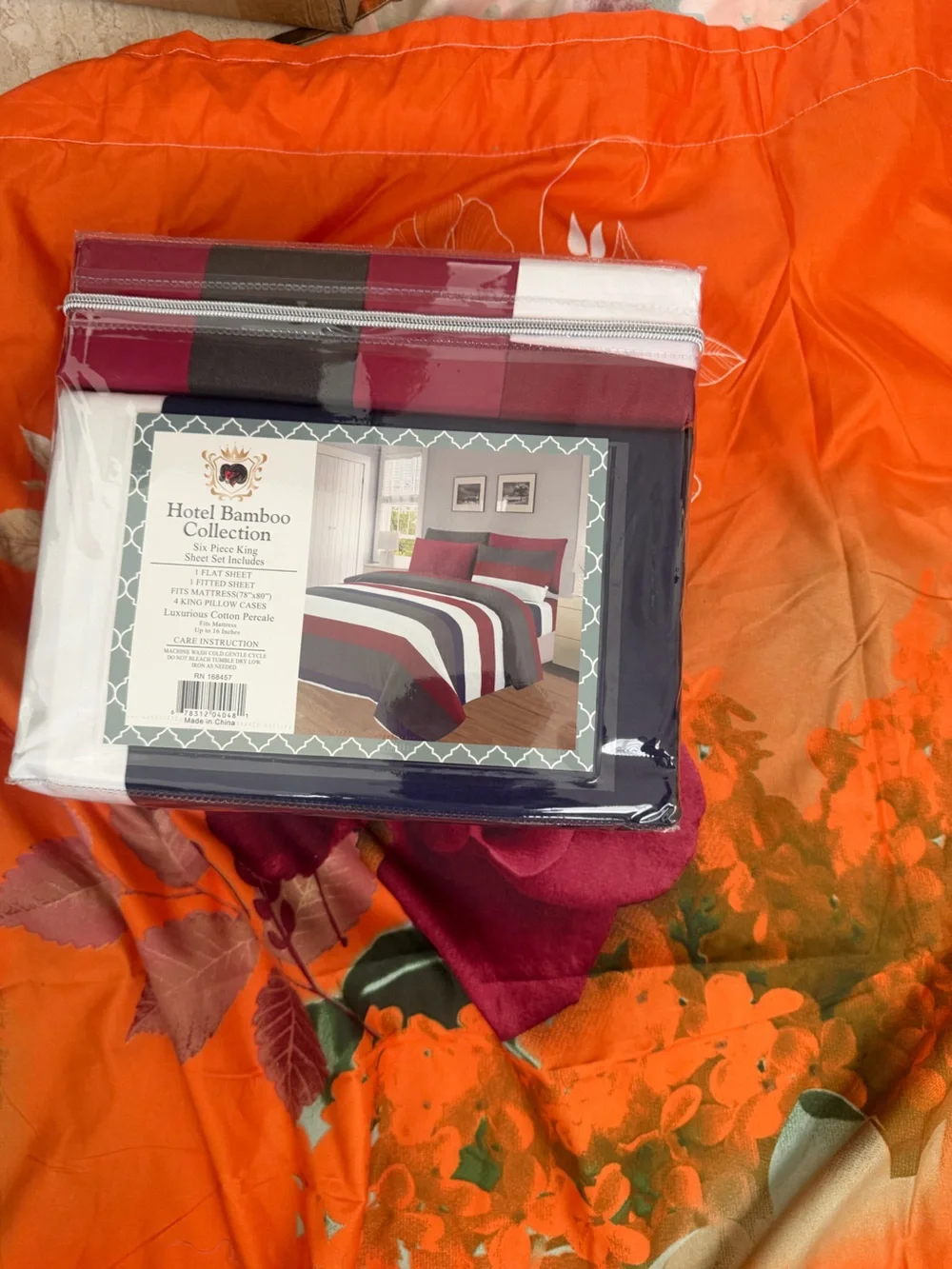 Hotel Collection Striped Sheet Set in Navy, Burgundy, Gray, White